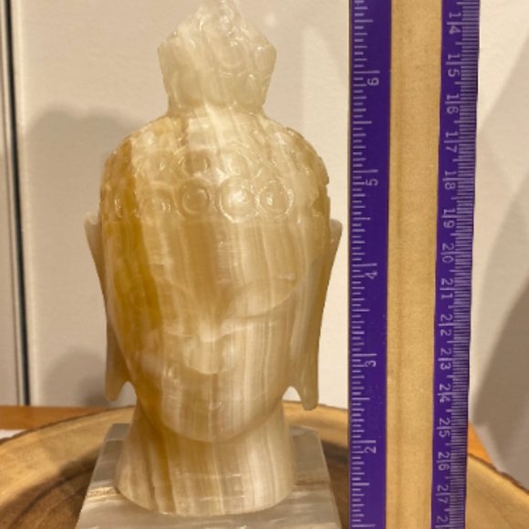 Amber Onyx Buddha Head Lamp with Bulb and Cord, Fun Lights, Unique Lighting, Art - Picture 7 of 9